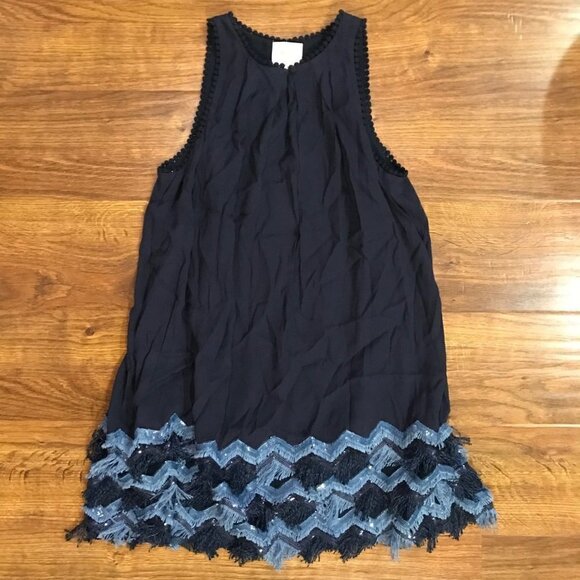 Maeve navy fringe festivity swing dress - Picture 2 of 6